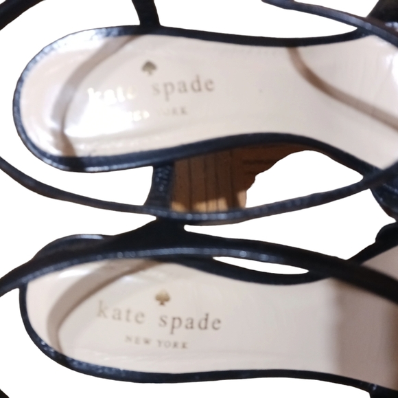 Kate Spade Black Patent Leather Strappy Heels Sandals - Picture 5 of 10